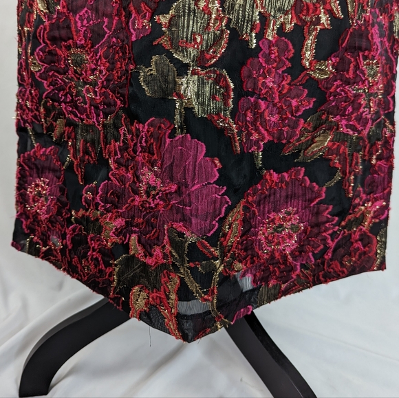 NWT SAM EDELMAN Red & Gold Metallic Brocade Mini Shift Dress, Size 14 - Picture 3 of 12